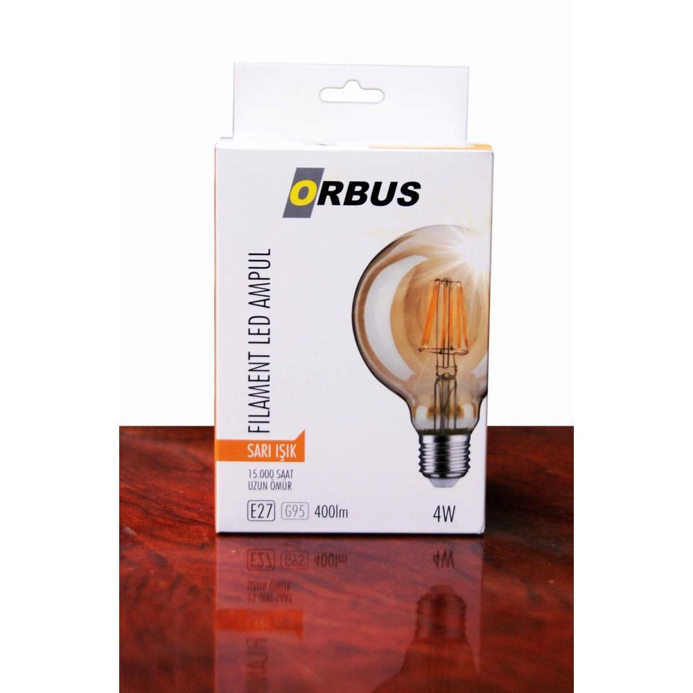  Orbus G95 4W Filament Bulb Amber E27 Ra80 220- 240V/50Hz Ampul - 2200K Sarı Işık