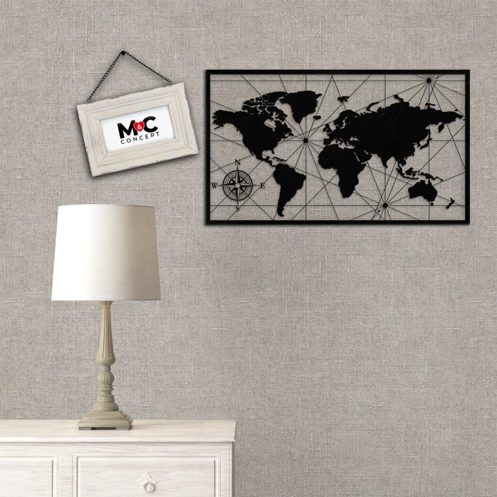 M&C Concept Dünya Haritası Metal Duvar Panosu - Siyah