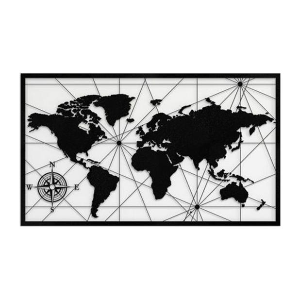  M&C Concept Dünya Haritası Metal Duvar Panosu - Siyah