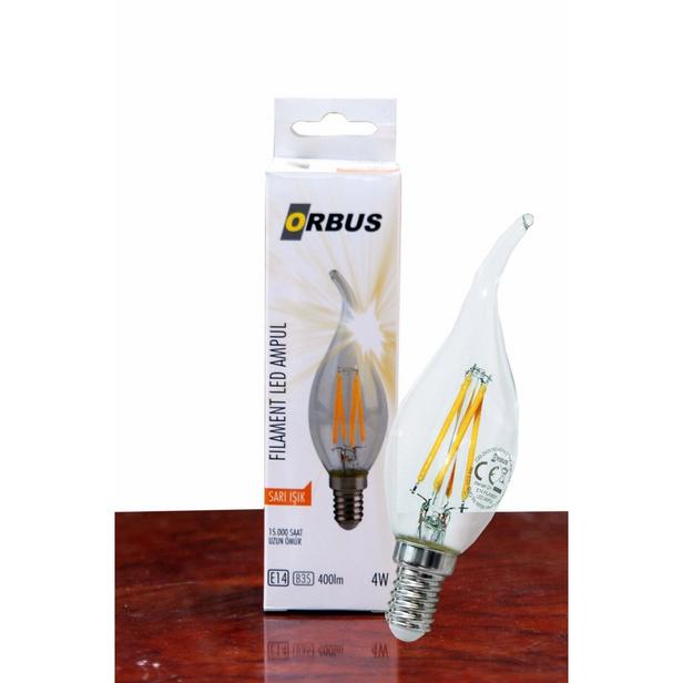  Orbus Filament Bulb Clear Kıvrık Uç 4 Watt E14 Ampul - 2700K Sarı Işık