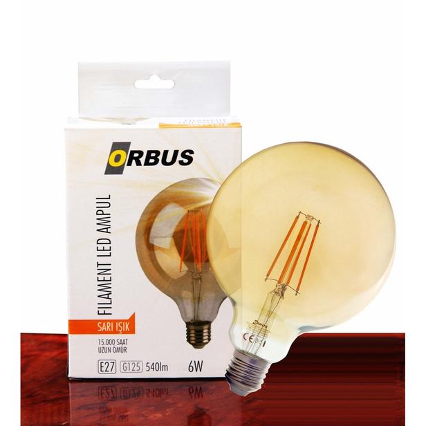  Orbus Filament Bulb Amber 6 Watt E27 Ampul - 2200K Sarı Işık