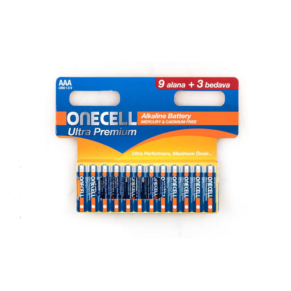  Onecell Ultra Premium Alkalin 12'li AAA Boy Pil - 1,5 V