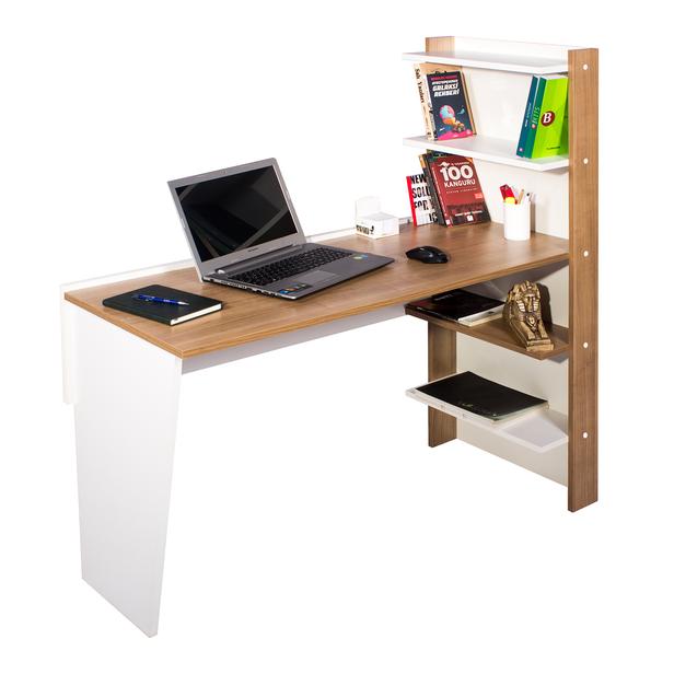  Ofisbazaar Raflı Çalışma Masası - Beyaz / Kiraz