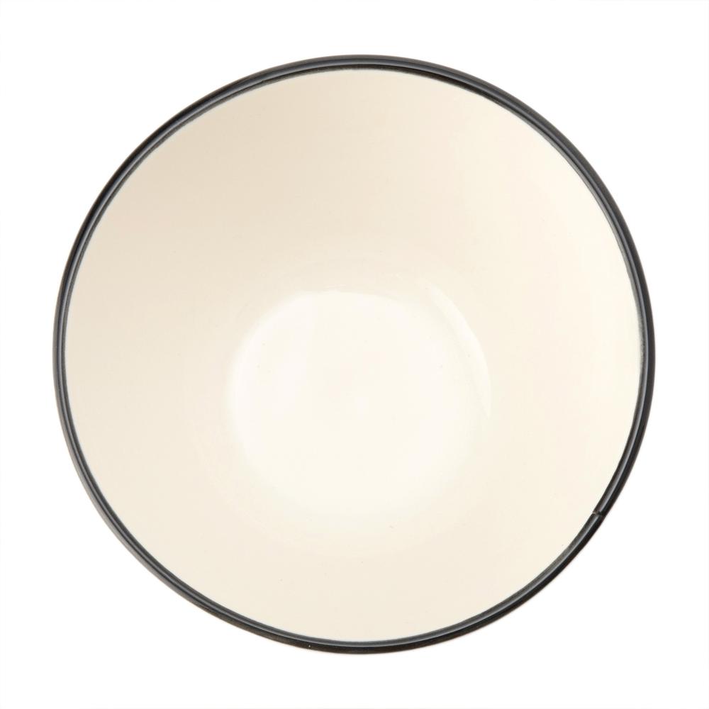  Tulu Porselen Hızlı Kase - Beyaz / Siyah - 10 cm