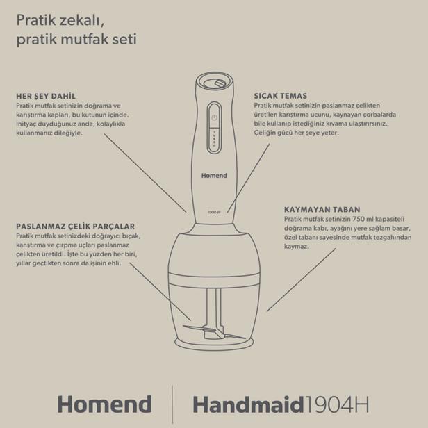  Homend Handmaid 1904H Blender Seti - Krem