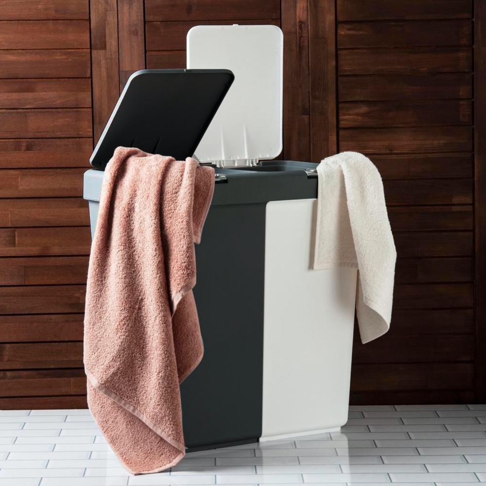  Motek Duo Laundry Çamaşır Sepeti - Antrasit / Beyaz - 80 lt