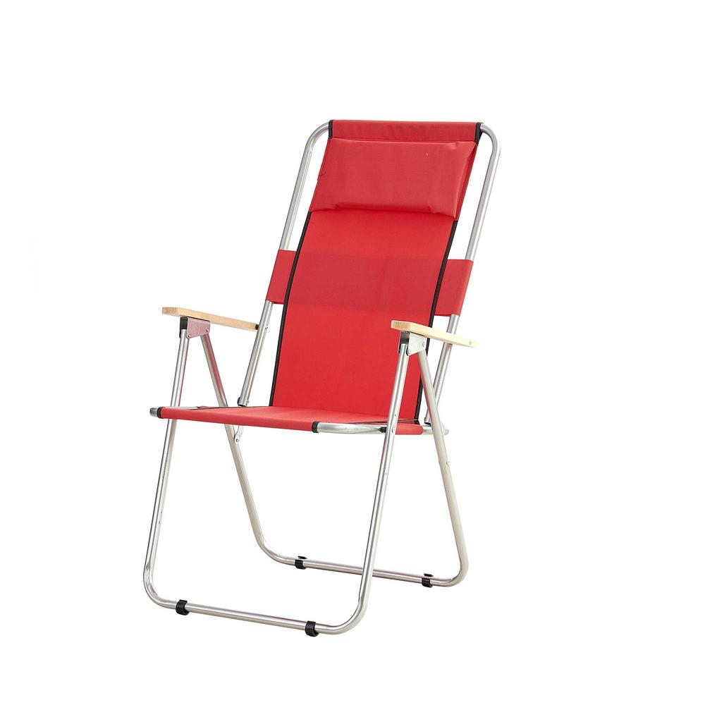  Simple Living Ahşap Kollu Geniş Katlanır Kamp, Plaj ve Piknik Sandalyesi - Kırmızı