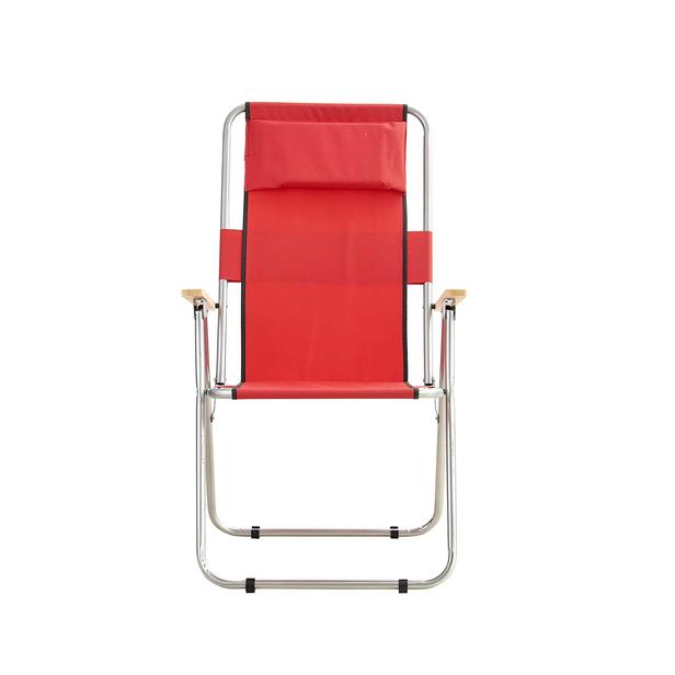  Simple Living Ahşap Kollu Geniş Katlanır Kamp, Plaj ve Piknik Sandalyesi - Kırmızı