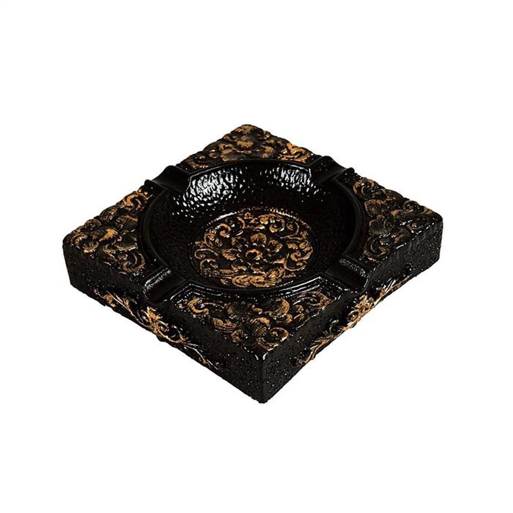  Burleart Yapraklı Kül Tablası - Siyah - 11 cm