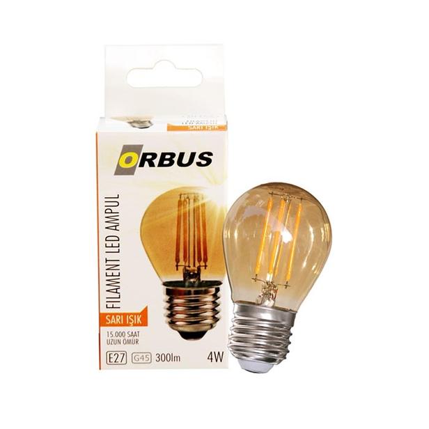  Orbus GA45 4W Filament Bulb Mini Top Amber E27 300Lm Ampul - 2200K Sarı Işık
