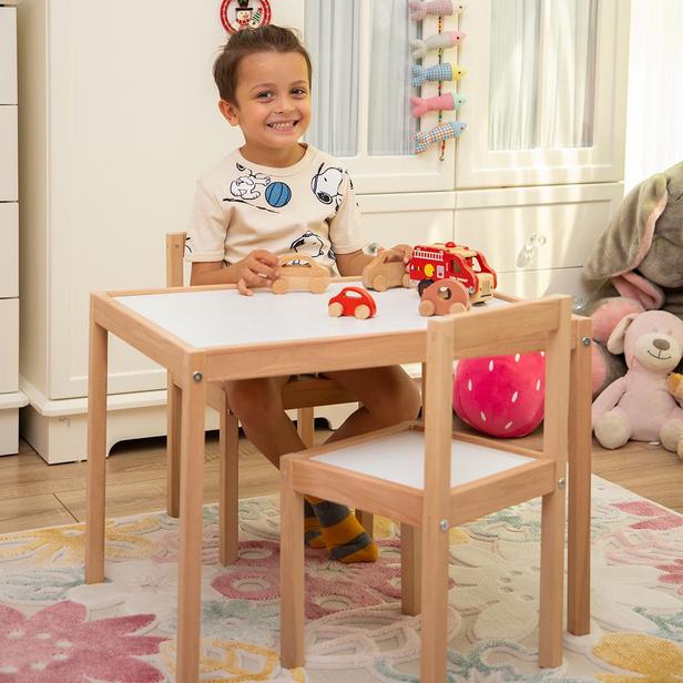  Bemi Montessori Çoçuk Çalışma Masası Takımı - Naturel