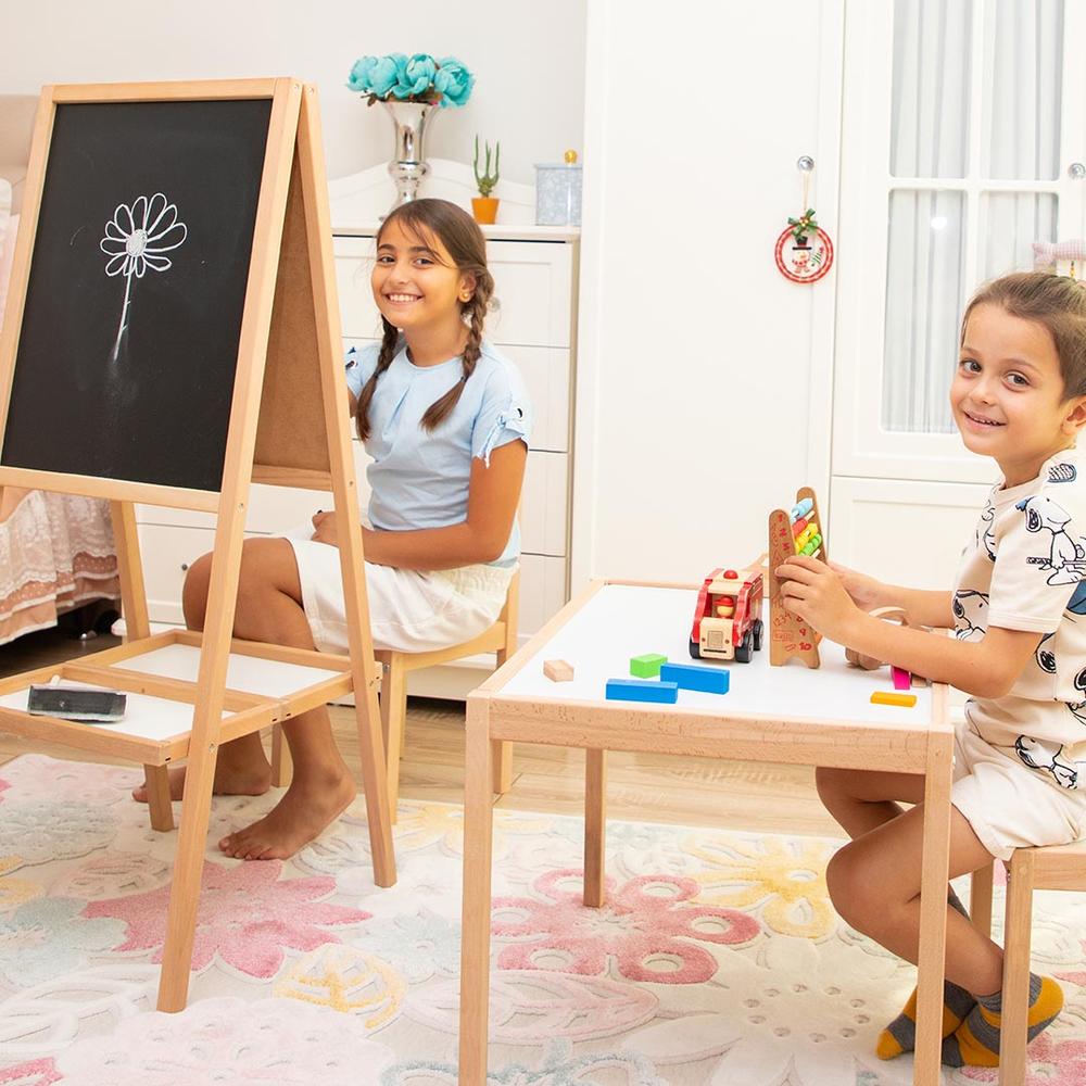  Bemi Montessori Çoçuk Çalışma Masası Takımı - Naturel