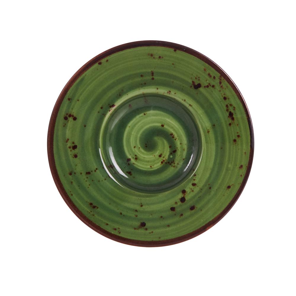  Tulu Porselen Heybeli Çay Tabağı - Yeşil - 13 cm