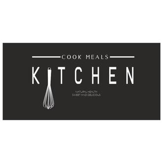 MarkaEv Kitchen Mutfak Halısı - Siyah / Beyaz - 50x80 cm