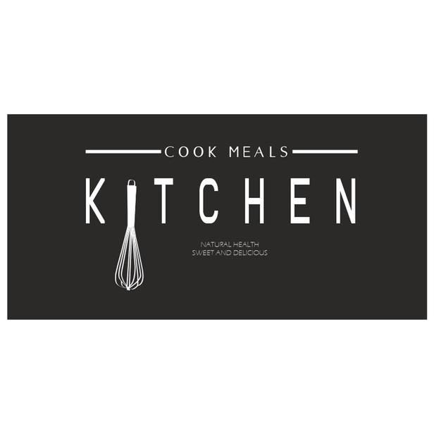  MarkaEv Kitchen Mutfak Halısı - Siyah / Beyaz - 120x180 cm