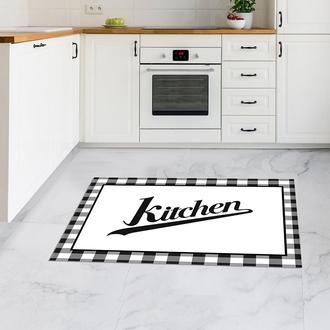 MarkaEv Ekose Kitchen Mutfak Halısı - Siyah / Beyaz - 50x80 cm