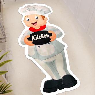 MarkaEv Kıyafetli Aşçı Kitchen Mutfak Halısı - Beyaz - 80x150 cm