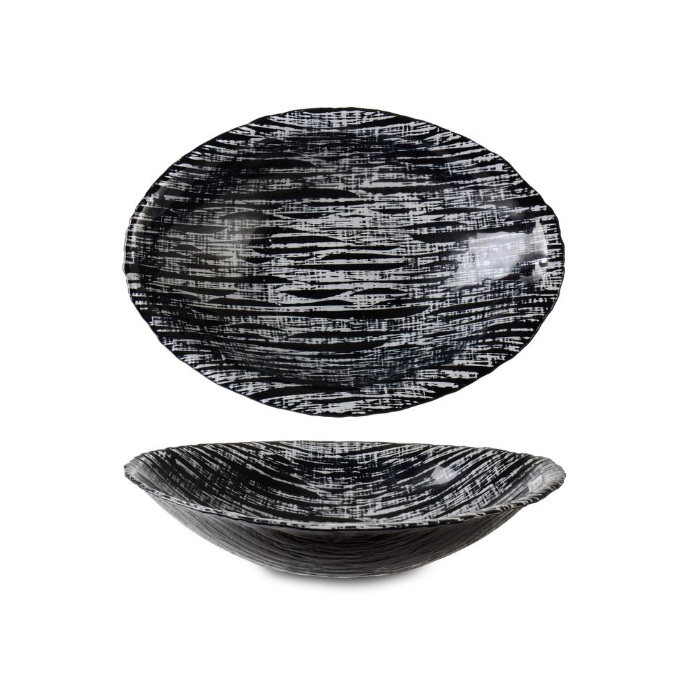  İpek 17964 Siyah-Beyaz Secret Dekoratif Gondol Tabak - 21 cm