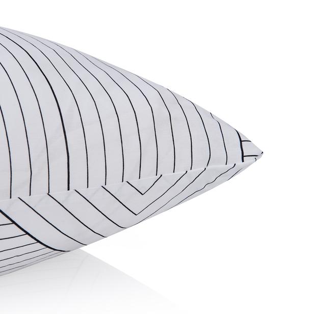  Nuvomon Siyah Beyaz Çizgili 2'li Yastık Kılıfı - Beyaz - 50x70 cm