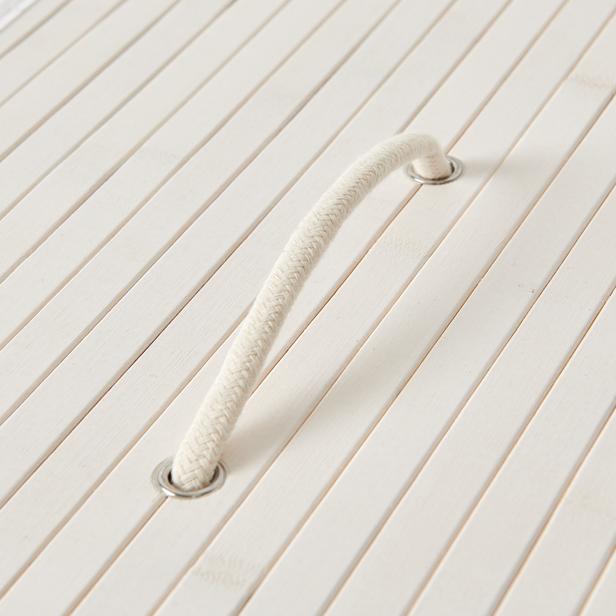  Deco&Style Bambu Çift Hazneli Çamaşır Sepeti - Beyaz
