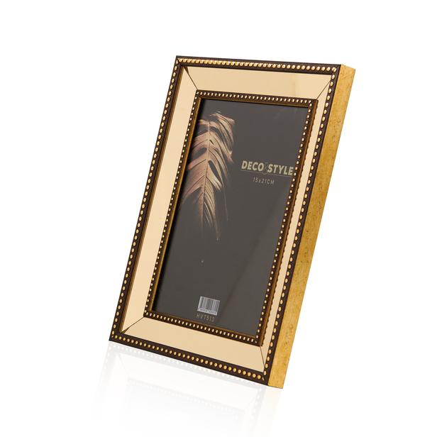  Q-Art Ayna Çerçeveli Boncuklu Fotoğraf Çerçevesi - Gold - 15x21 cm