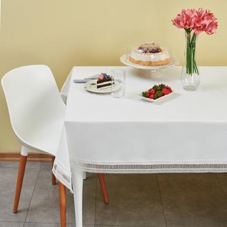 Nuvomon Kareli Dantel Masa Örtüsü - Beyaz - 150x250 cm