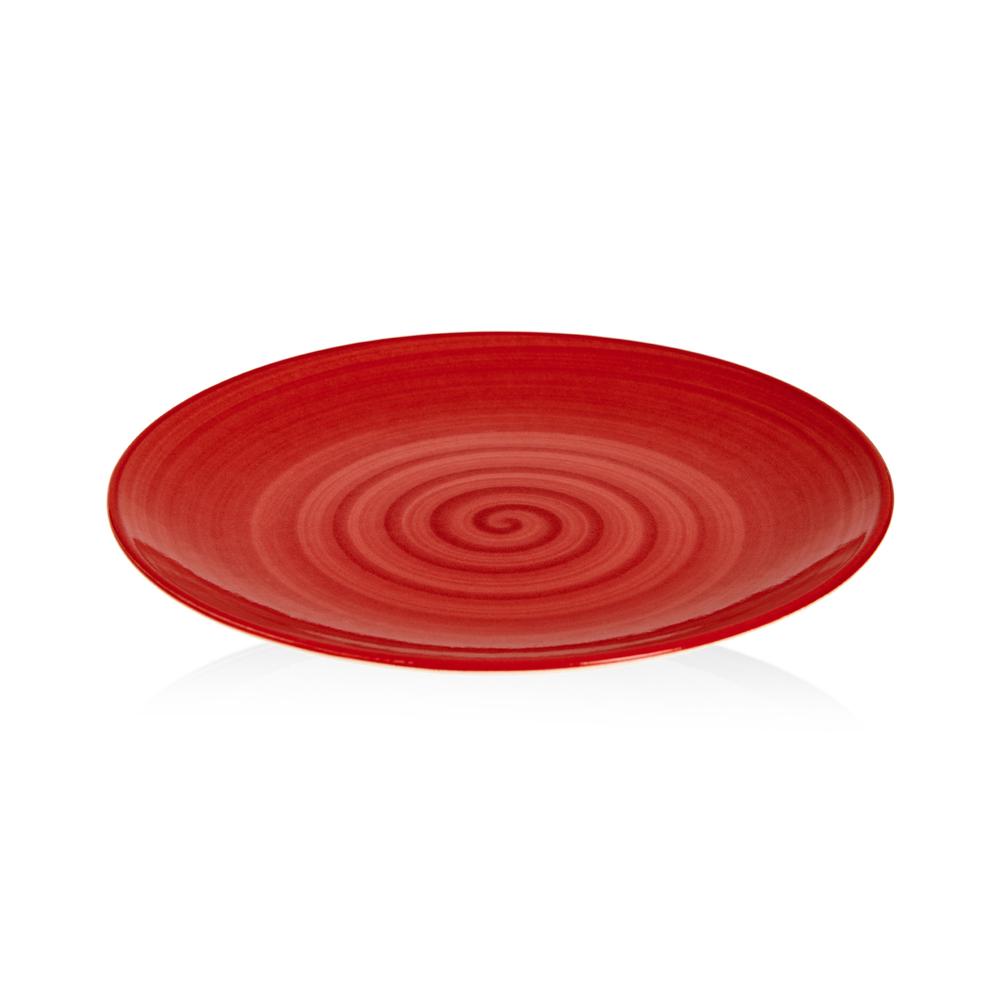  Tulu Porselen Trend Servis Tabağı - Kırmızı - 24 cm