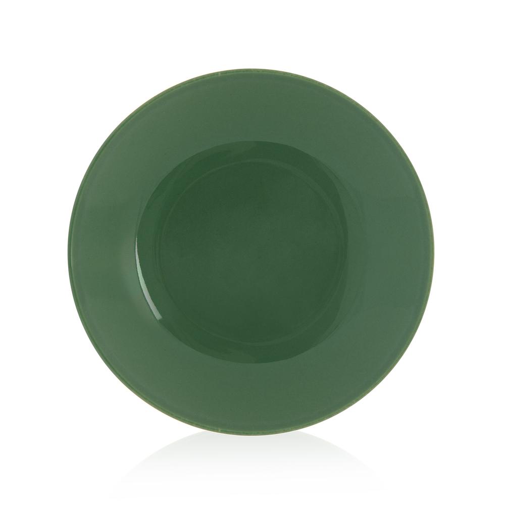  Tulu Porselen Trend Çukur Tabak - Yeşil - 19 cm