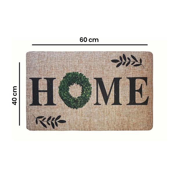  Giz Home Peppina Yaprak Home Desenli Kapı Önü Paspası - Bej / Siyah - 40x60 cm