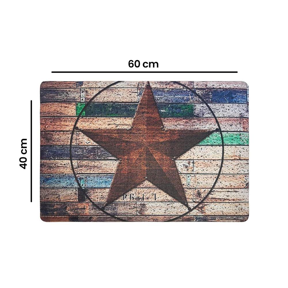  Giz Home Peppina Yıldız Desenli Kapı Önü Paspası - Renkli - 40x60 cm