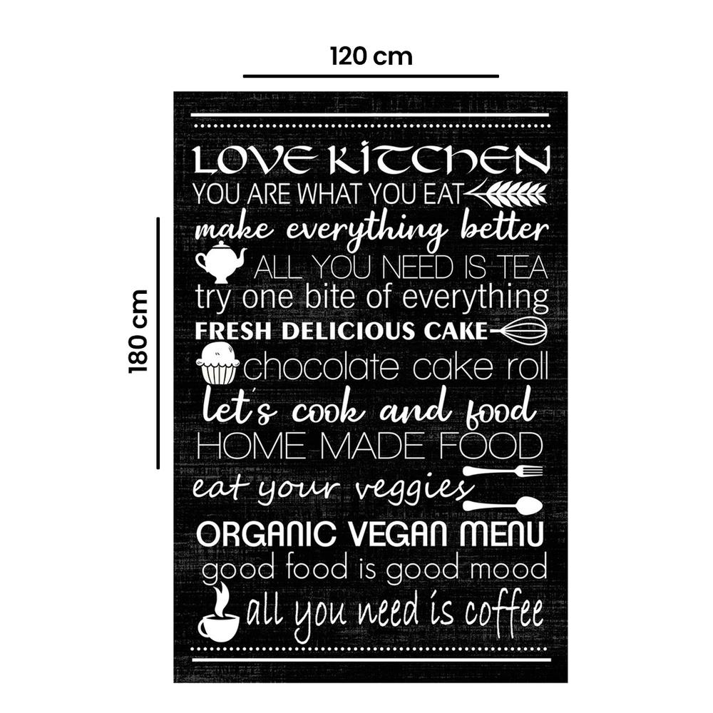  MarkaEv Kitchen Mutfak Halısı - Siyah / Beyaz - 120x180 cm