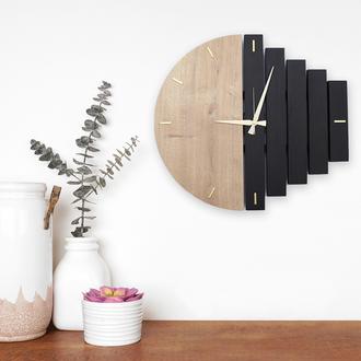 Yedi Home & Decor Wooden Ahşap Modern El Yapımı Duvar Saati - Siyah