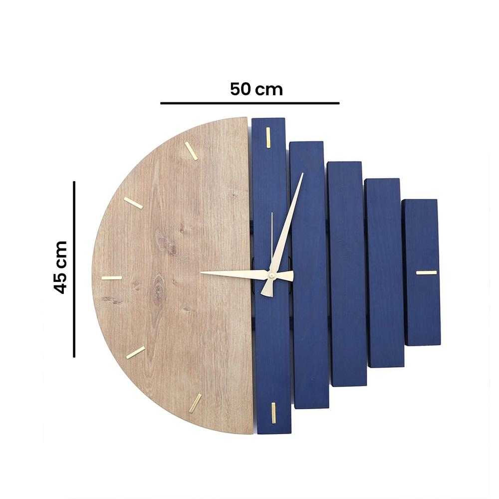  Yedi Home & Decor Wooden Ahşap Modern El Yapımı Duvar Saati - Mavi