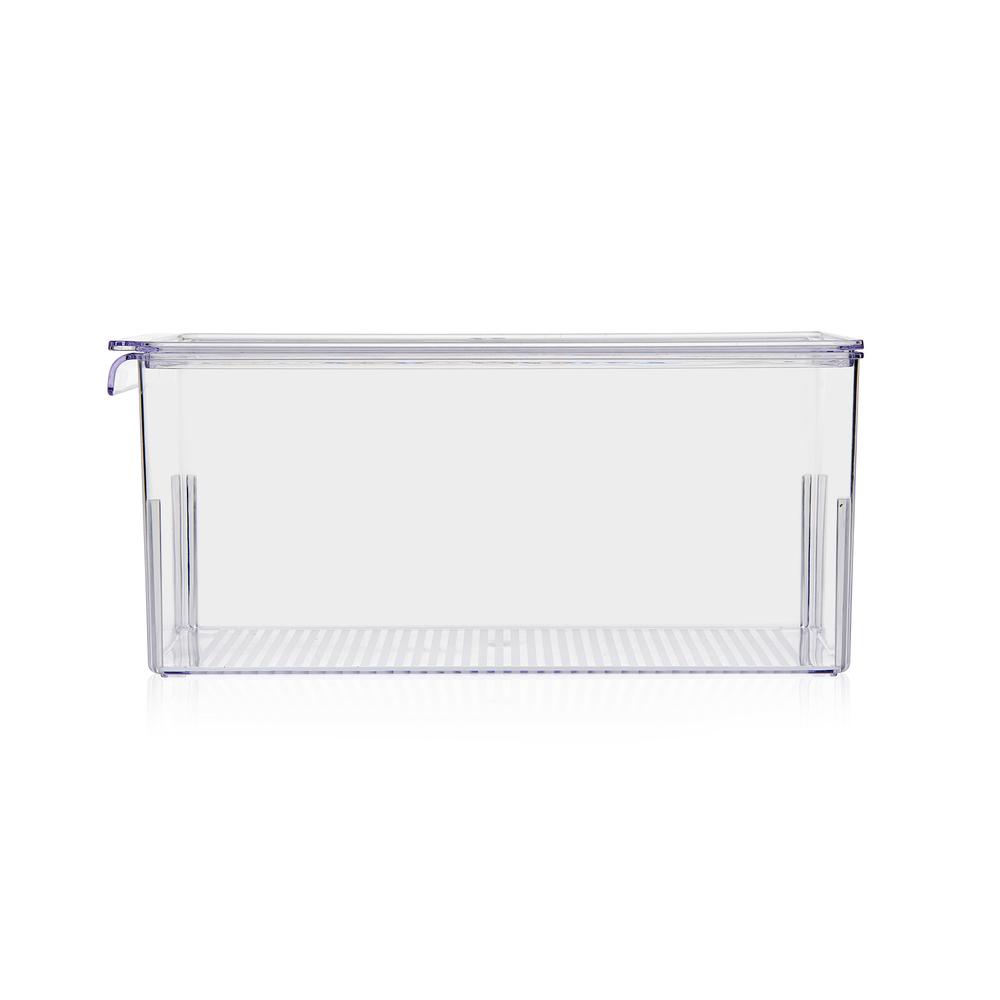  Primanova Kapaklı Buzdolabı İçi Düzenleyici - Şeffaf - 16,5x35,5x15,2 cm