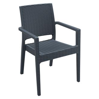 Siesta İbiza Kolçaklı Plastik Bahçe Sandalyesi - Koyu Gri