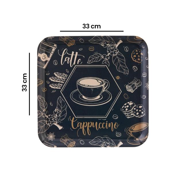  Evabella Coffee Time Kaydırmaz Kare Tepsi - 33x33 cm