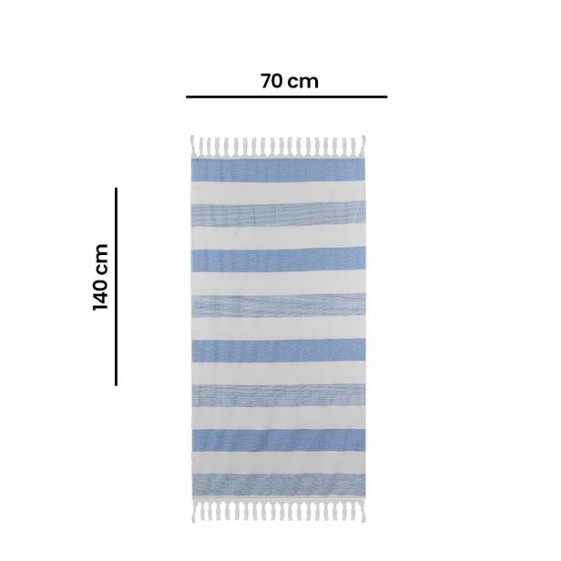  Nuvomon Basic V2 Plaj Havlusu - Beyaz / Mavi - 70x140 cm