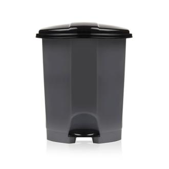 Plastik Dünyası Pedallı Çöp Kovası -Siyah/ Gri - 5 lt Evidea