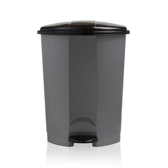 Plastik Dünyası Pedallı Çöp Kovası - Siyah / Gri  -30 lt