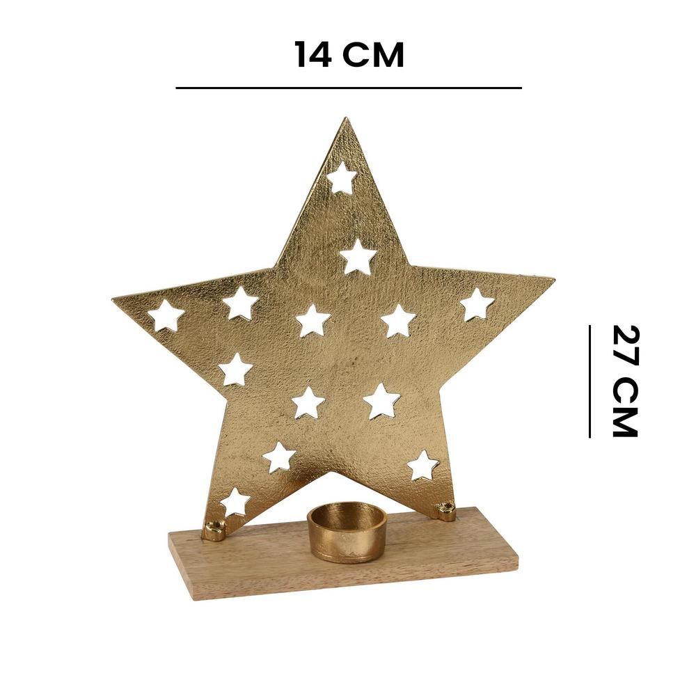  Q-Art Gold Metal Tealight Tutucu - 27 cm