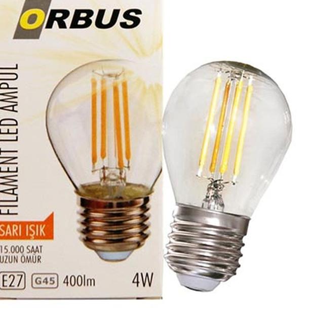  Orbus GC45 4W Filament Bulb Mini Top Şeffaf E27 300Lm Ampul - 2700K Sarı Işık