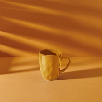 Keramika Organik Kupa - Sarı - 10 cm