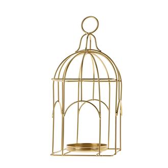 Q-Art Dekoratif Kuş Kafesi Mumluk - Gold