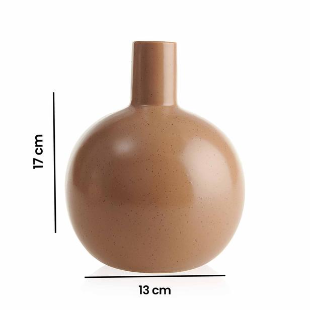  Q-Art Belly Shape Porselen Vazo – Kahverengi