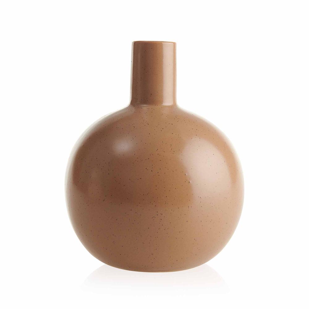  Q-Art Belly Shape Porselen Vazo – Kahverengi