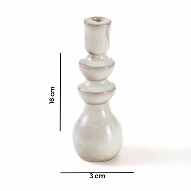  Q-Art Porselen Artemis Şamdan - Bej -16 cm